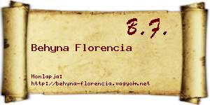 Behyna Florencia névjegykártya